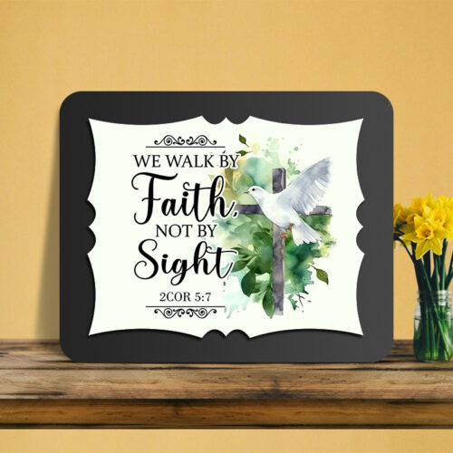 2Corinthians 5:7 Glow Cast Stone Wall Frame