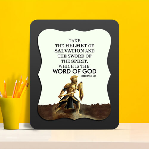 EPHESIANS 6:17 Glow Cast Stone Wall Frame