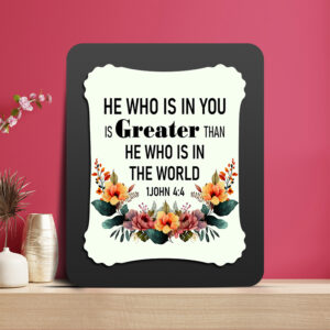 1John 4:4 Glow Cast Stone wall Frame