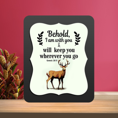 Genesis 28:15 Glow Cast Stone Wall Frame