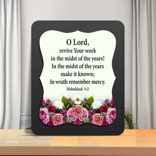 Habakkuk 3:2 Glow Cast Stone Wall Frame