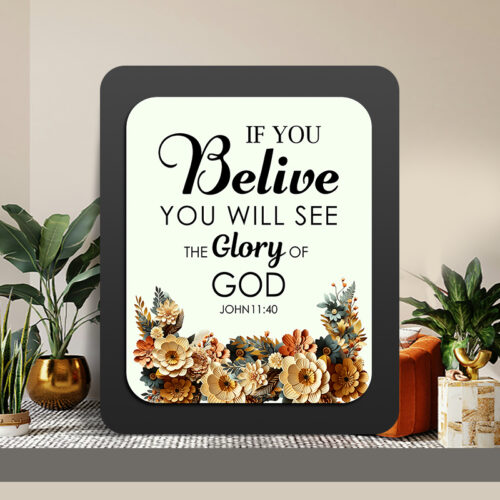 John 11:40 Glow Cast Stone Wall Frame