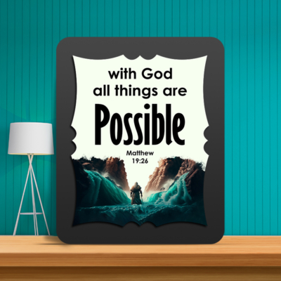 Matthew 19:26 Glow Cast Stone Wall Frame