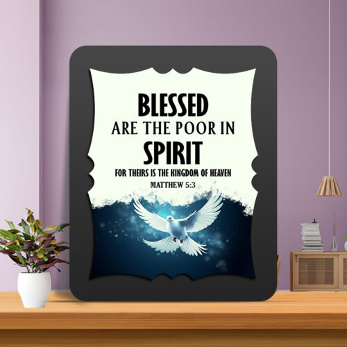 Matthew 5:3 Glow Cast Stone Wall Frame