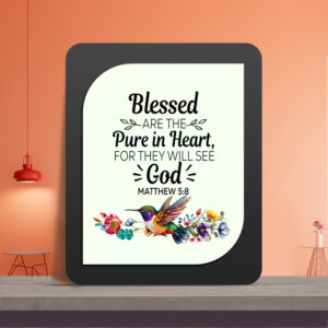 Matthew 5:8 Glow Cast Stone Wall Frame