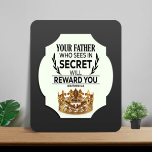 Matthew 6:4 Glow Cast Stone Wall Frame