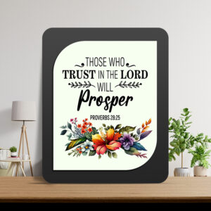 Proverbs 28:25 Glow Cast Stone Wall Frame