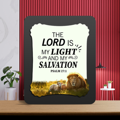Psalm 27:1 Glow Cast Stone Wall Frame