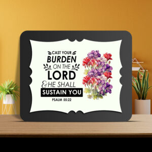 Psalm 55:22 Glow Cast Stone Wall Frame